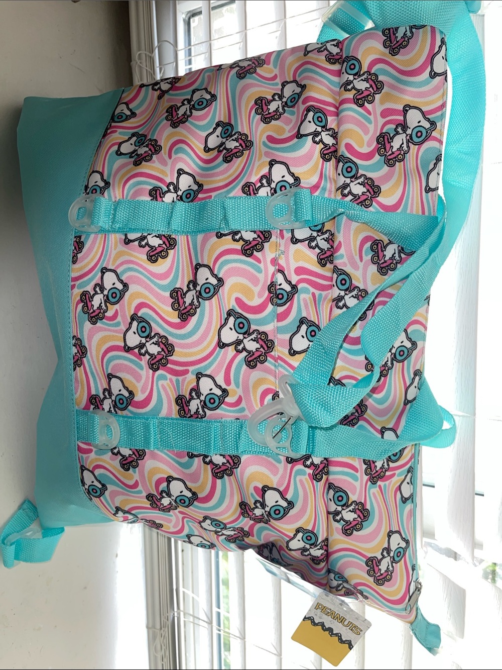 Peanuts Aqua Multi Unicorn Pattern Tote Bag